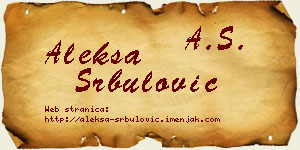 Aleksa Srbulović vizit kartica